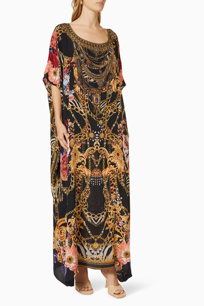

A Night in the 90s Kaftan in Silk, Black