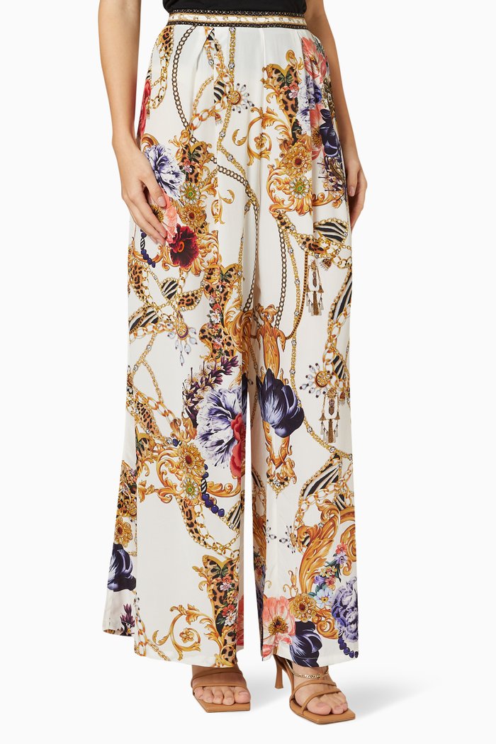 

Reign Supreme Tuck Front Pants in Silk, White