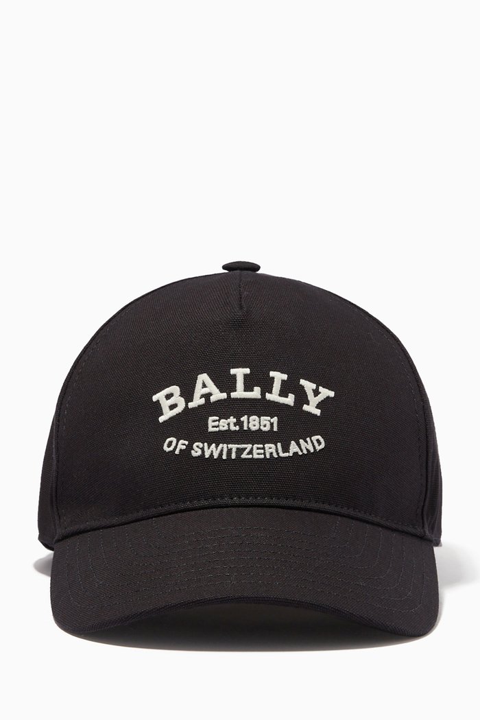 Logo Baseball Cap in Cotton, Black