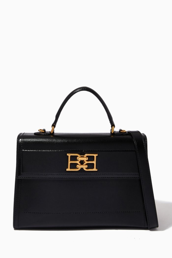 

Brettie Top Handle Bag in Leather, Black