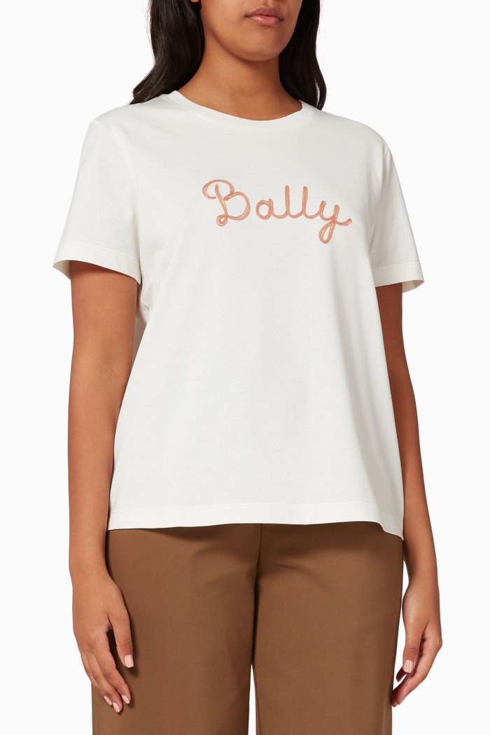 

Embroidered Logo T-shirt in Jersey, Neutral