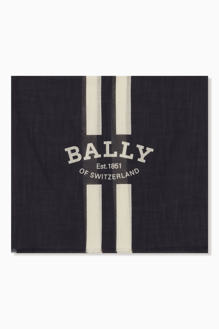 Logo Scarf in Cotton, Black