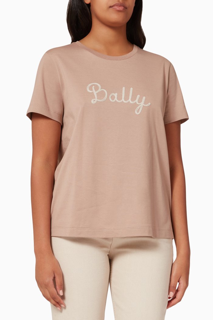 

Embroidered Logo T-shirt in Jersey, Neutral