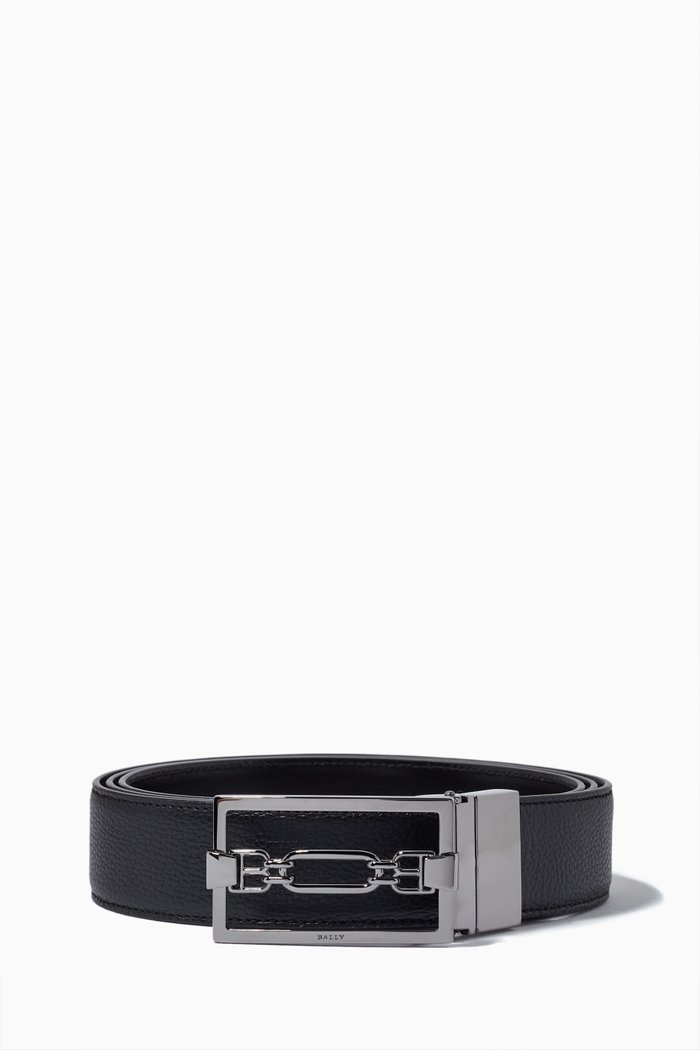 Draper Reversible Belt in Leather, Black