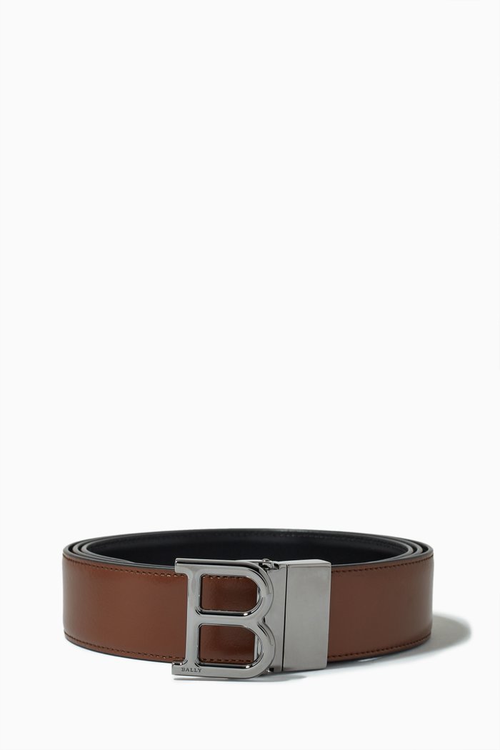 

B Reversible Belt in Leather, Brown