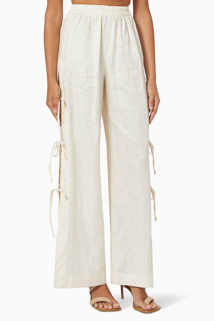 

Side Tie Pants in Linen, Neutral