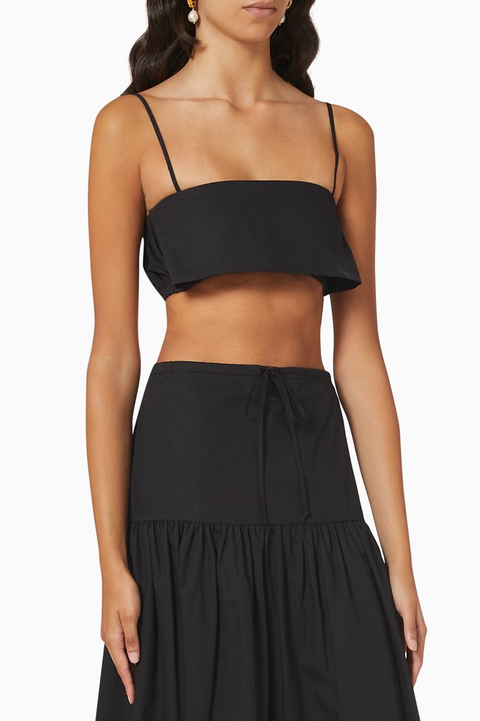 

Bandeau Crop Top in Cotton Poplin, Black