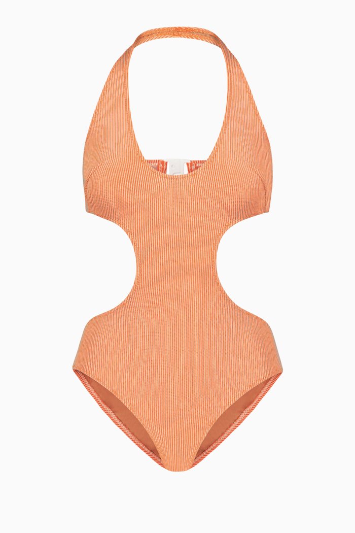 

Kate Cut Out Swimsuit in Rib-knit, Orange