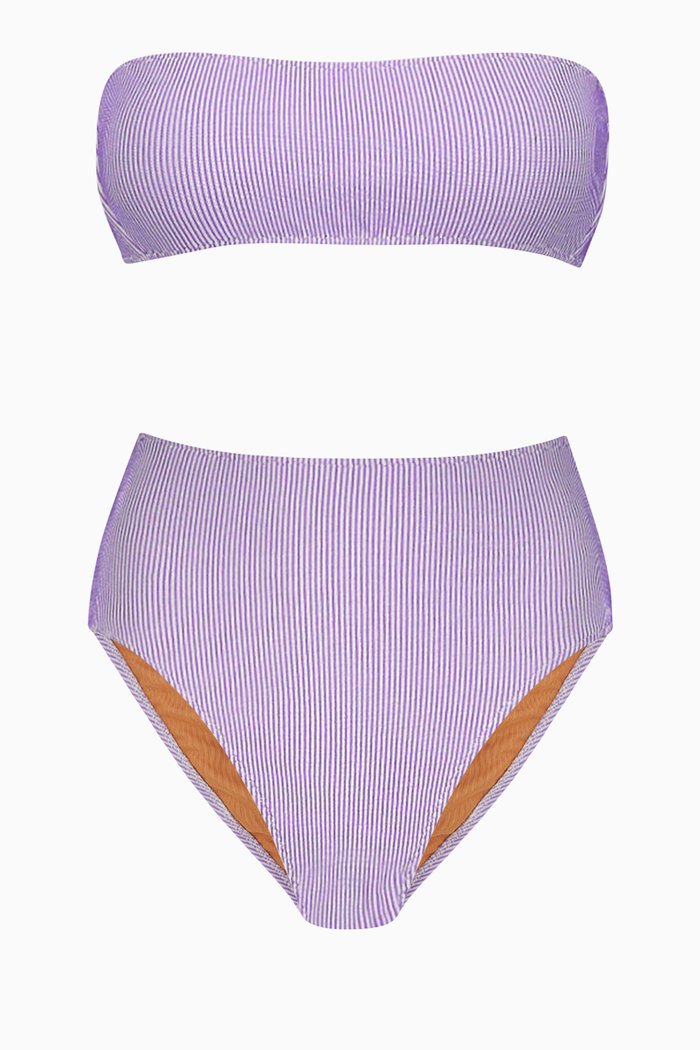 

Daria Bikini Set in Ribbed Nylon, Purple