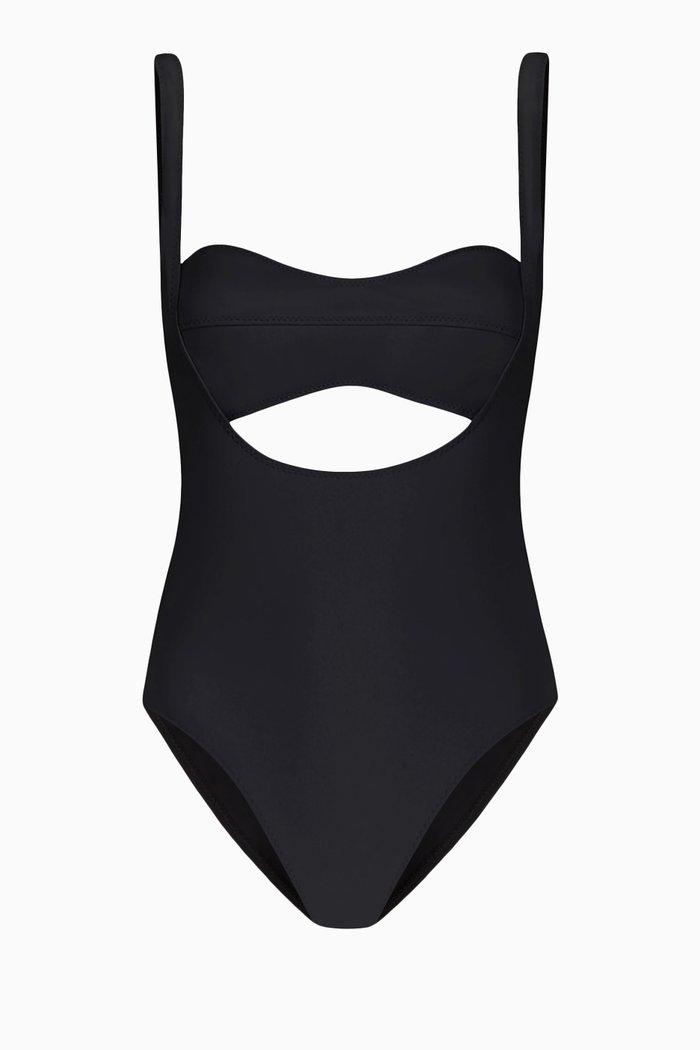 

Eva Cut Out Swimsuit in Scuba Fabric, Black