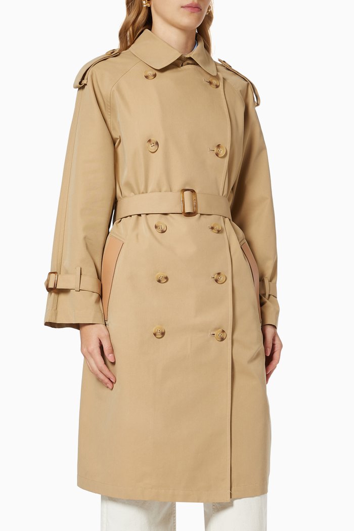Belted Trench Coat in Cotton, Brown