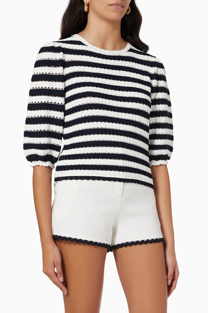 

Crochet Striped Jumper, Blue