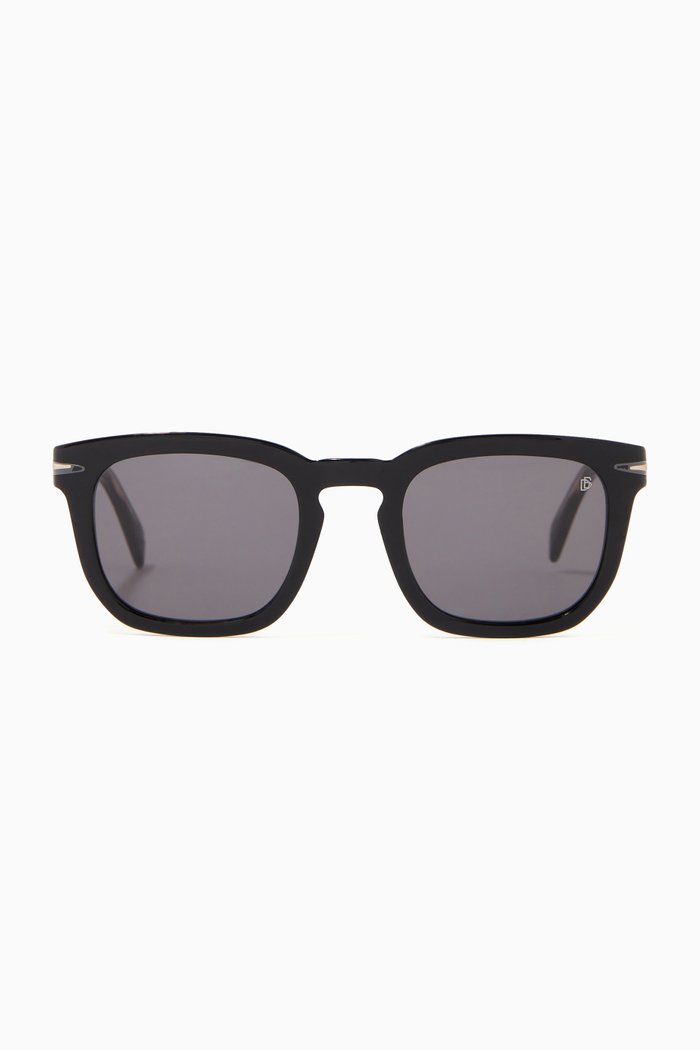 

7076/S Square Sunglasses in Acetate, Black