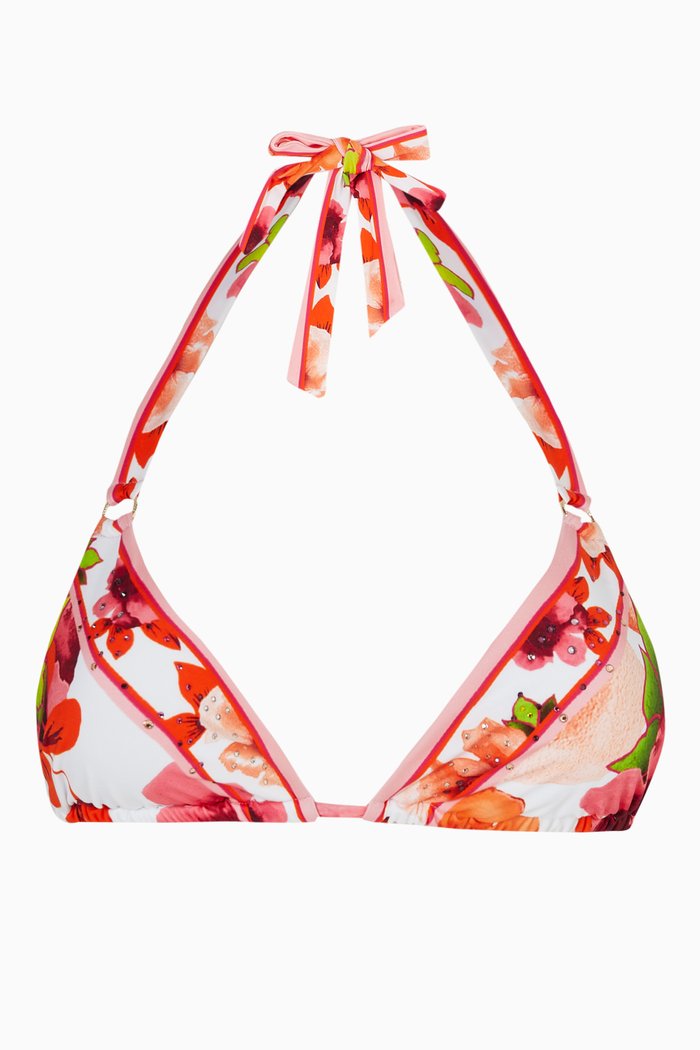 

Pretty As A Poppy Ring Tie Bikini Top in Recycled Polyamide, Multicolour