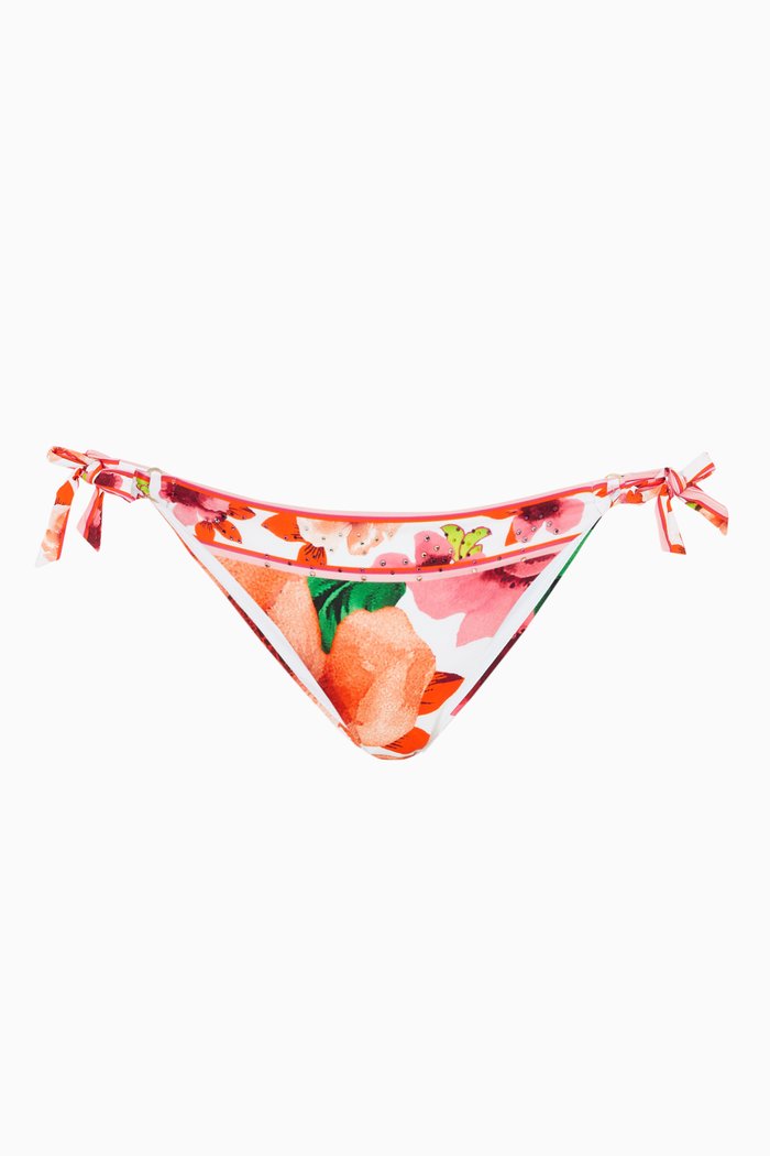 

Pretty as a Poppy Side Tie Bikini Bottoms, Multicolour