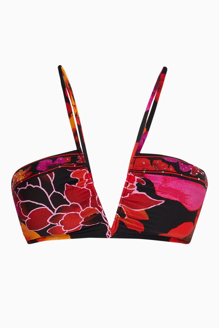 

Midnight Poppy Bandeau Bikini Top, Multicolour