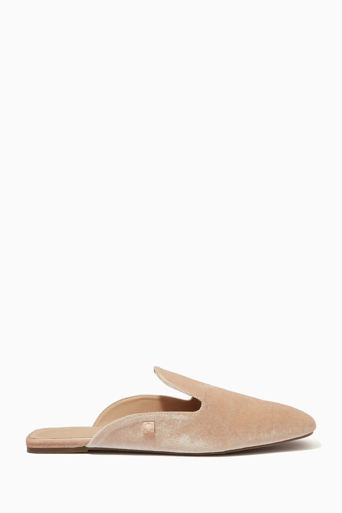 

Art Deco Slippers in Velvet, White