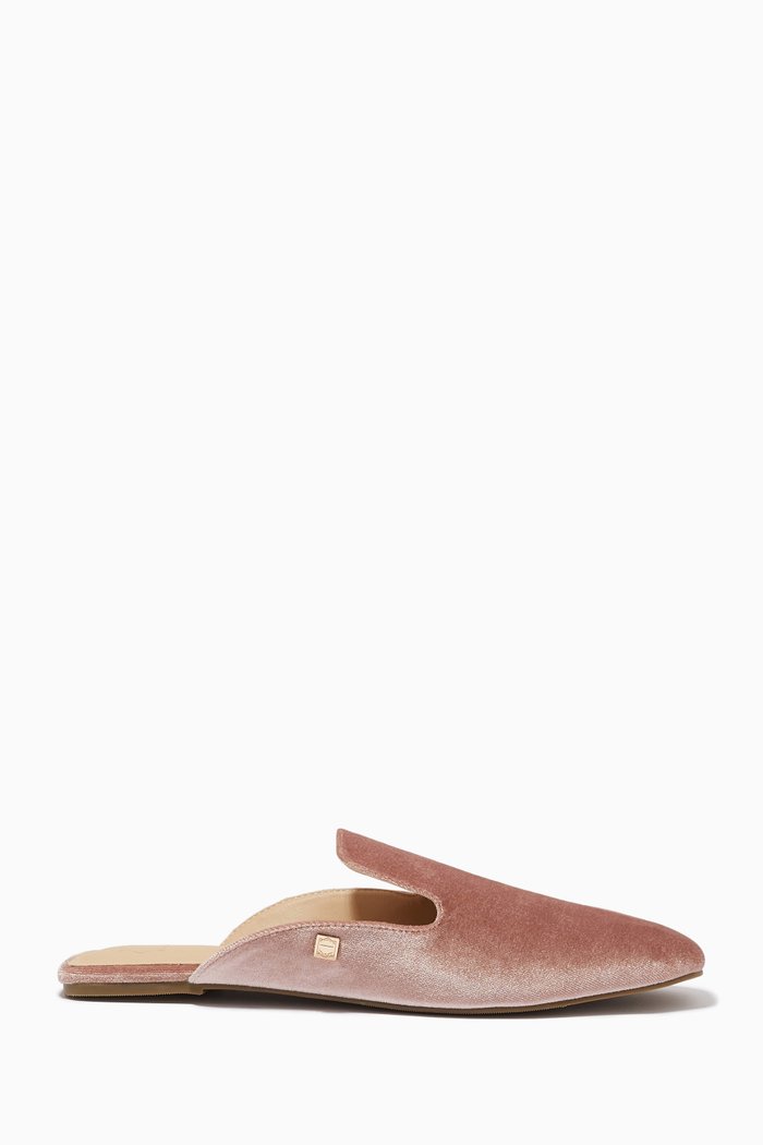 

Art Deco Slippers in Velvet, Pink