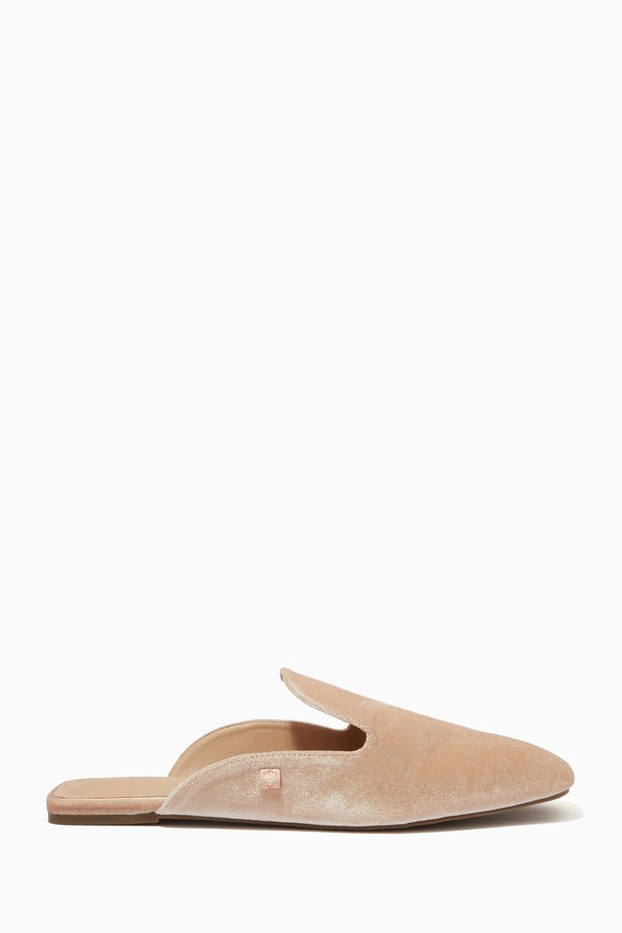 

Art Deco Slippers in Velvet, White