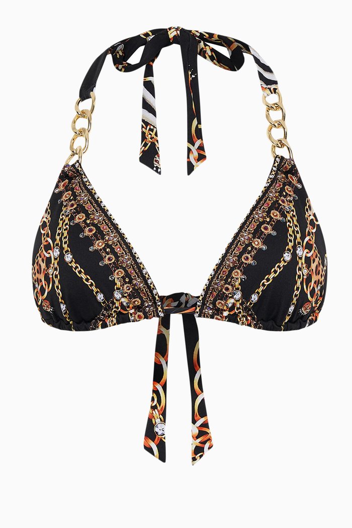 

A Night in the 90s Slide Tri Bikini Top in Econyl®, Brown