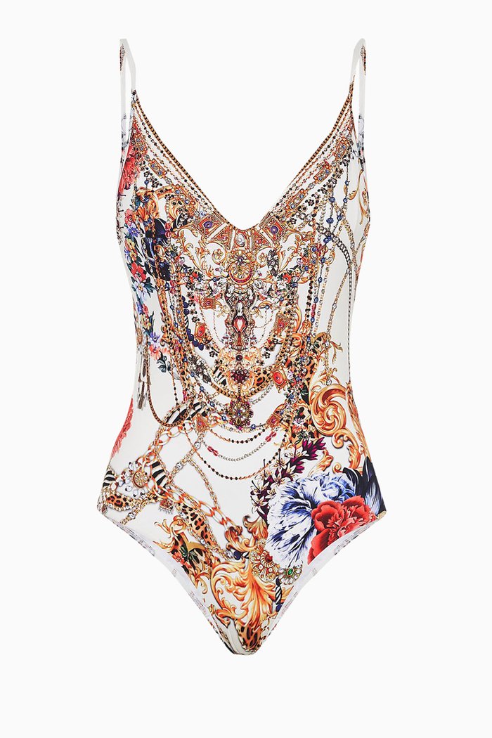 

Reign Supreme V-neck Swimsuit in Econyl®, White