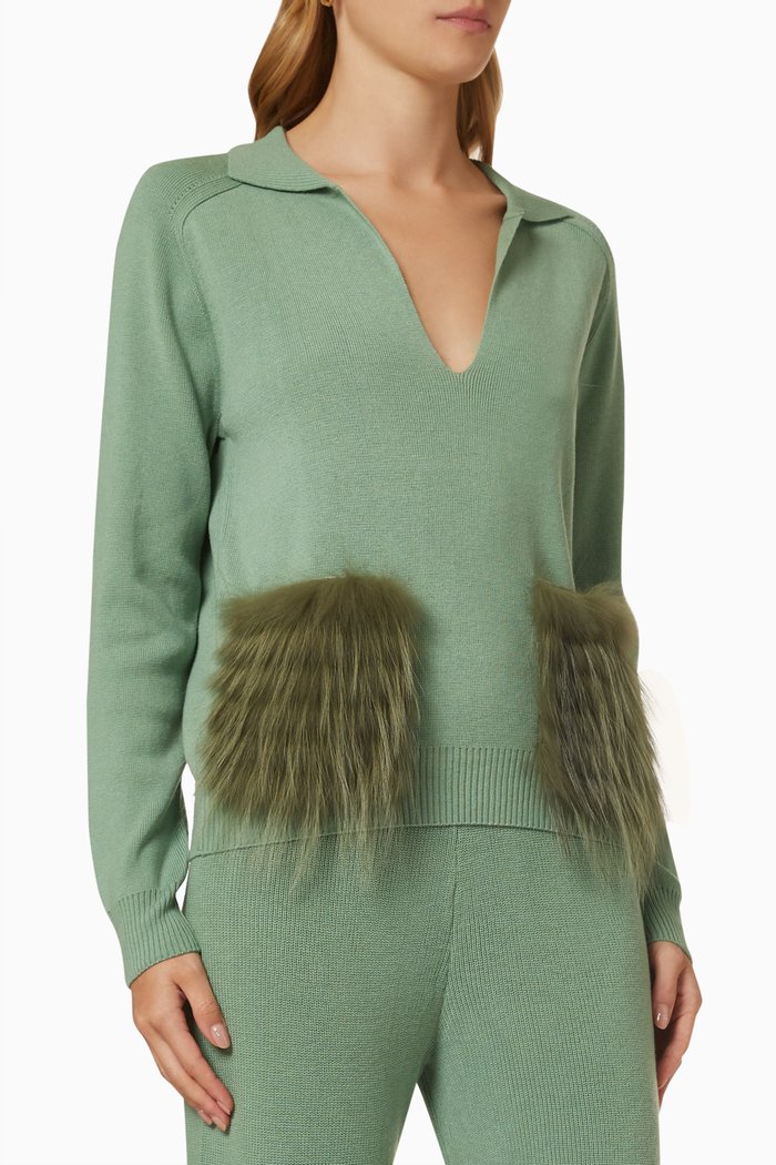 

Fur Pocket Shirt in Wool, Green