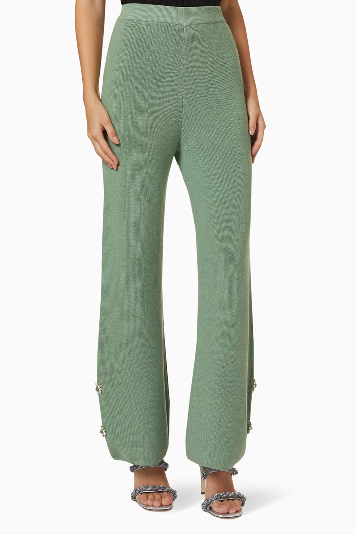 

Embellished Pants in Wool, Green
