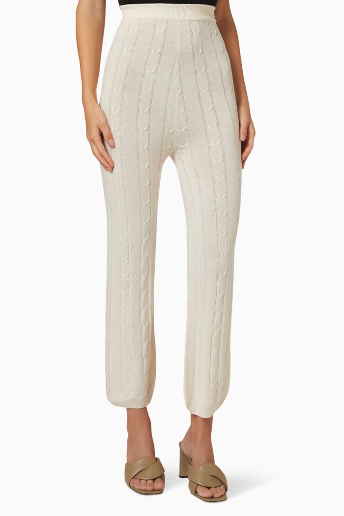 

High Rise Pants in Cable Knit, Neutral