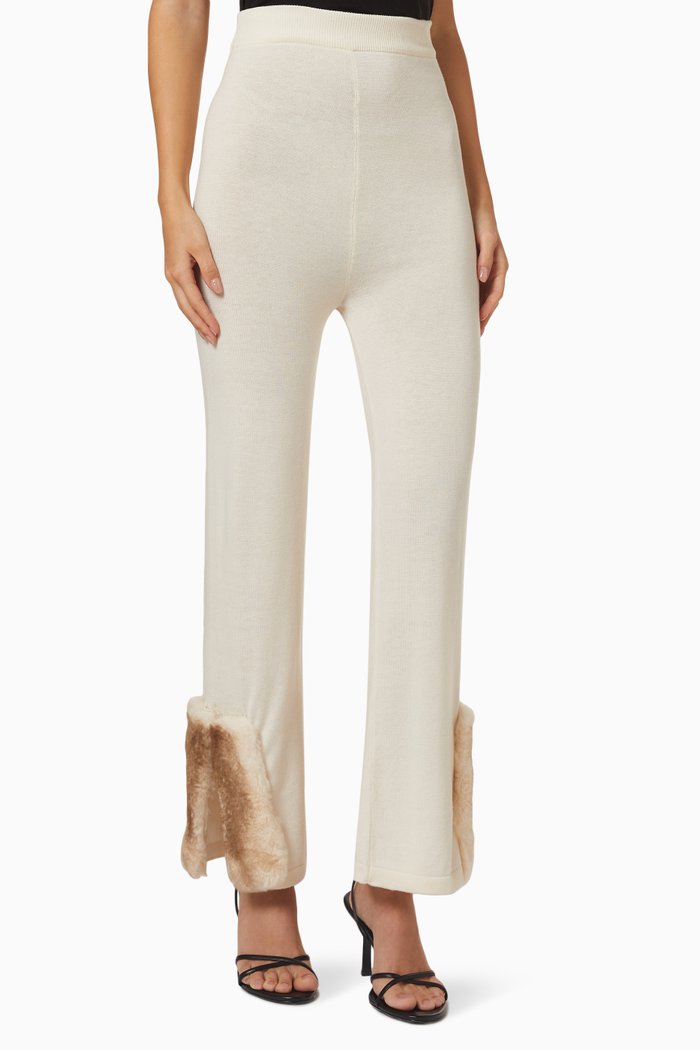Cropped Split Pants in Wool, Neutral