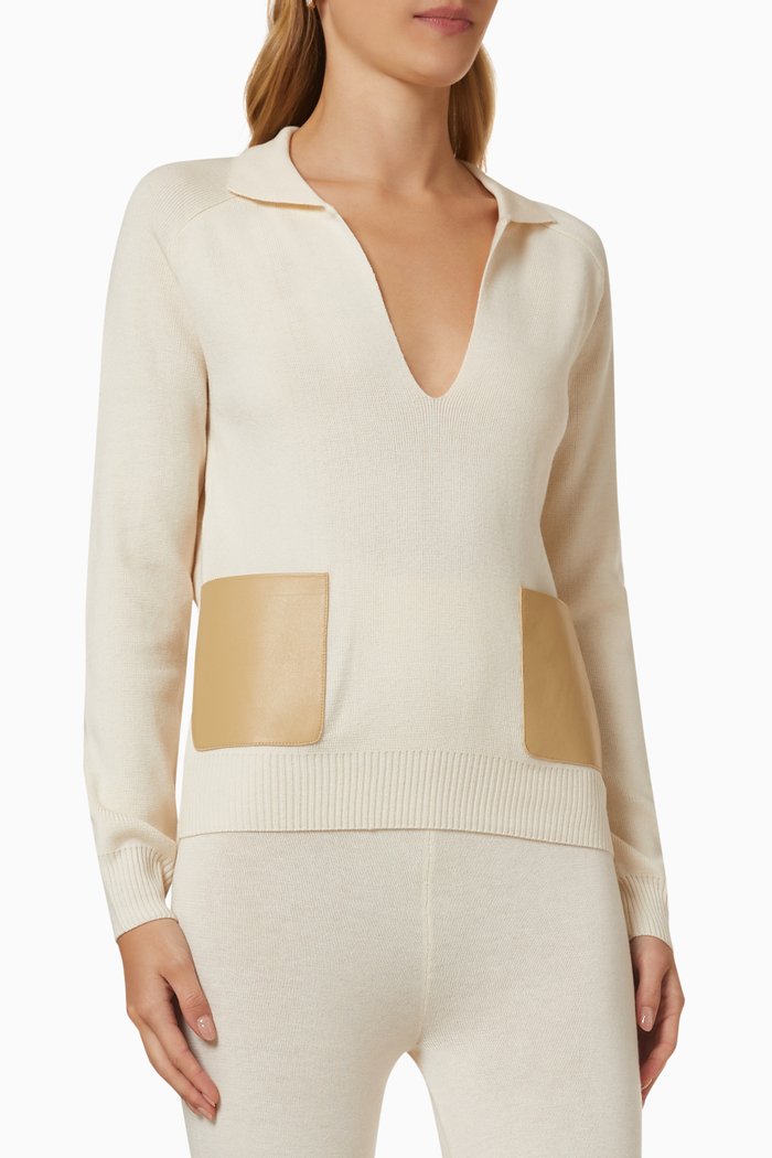 

Leather Pocket Shirt in Wool, Neutral