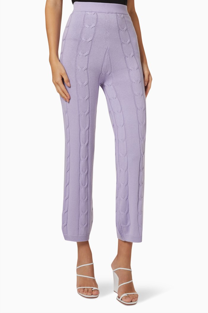 

Flared Pants in Cable Knit, Purple