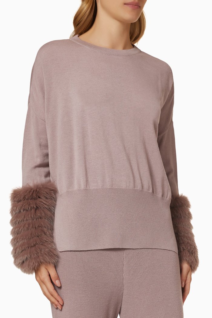 

Fur Cuff Sweater, Pink