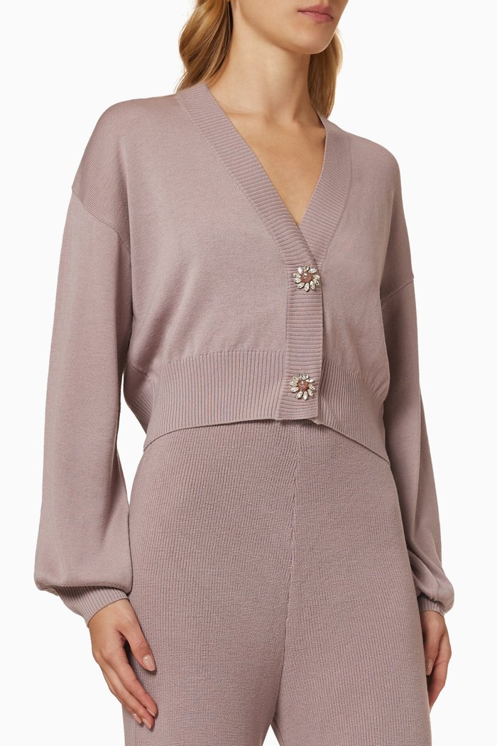 

Cropped Cardigan in Wool, Pink