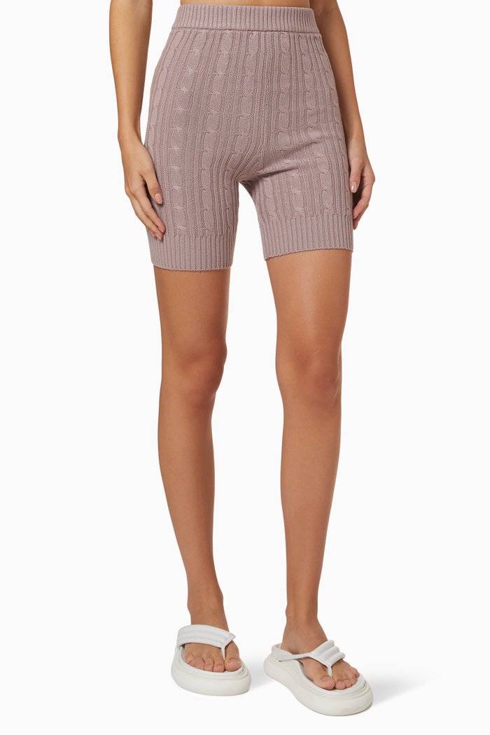 

Biker Shorts in Cable Knit, Pink