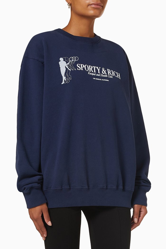 

Racquet & Health Sweatshirt in Cotton, Blue