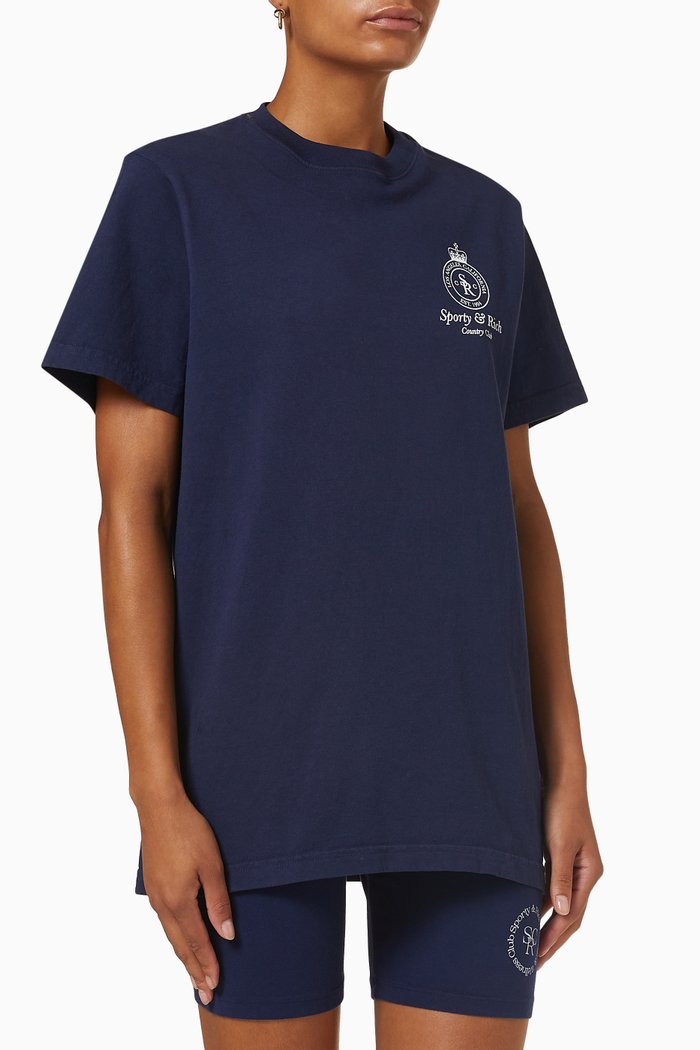Crown T-shirt in Cotton, Blue