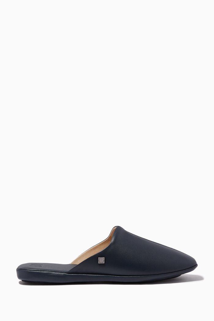 Glen Slippers in Leather, Blue