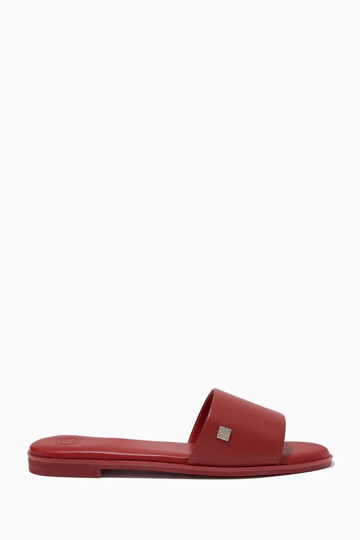 

Gloria Home Slippers in Leather, Red