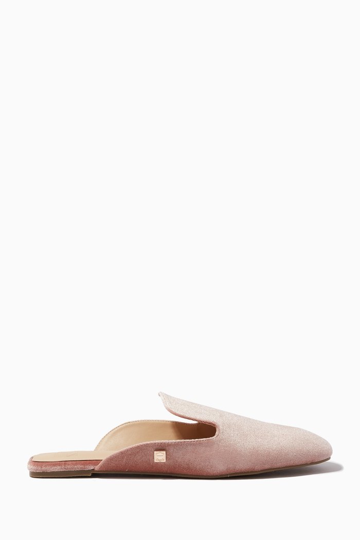 

Art Deco Slippers in Velvet, Pink