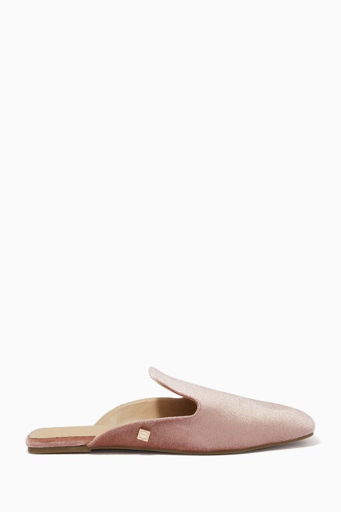 

Art Deco Slippers in Velvet, Pink