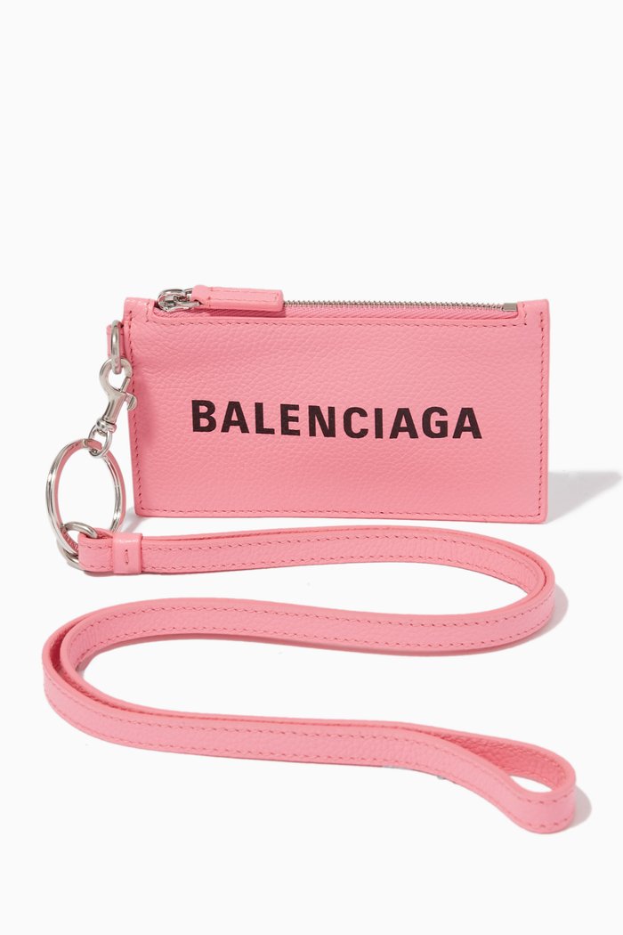 

Cash Card Case on Keyring in Small Grained Calfskin, Pink