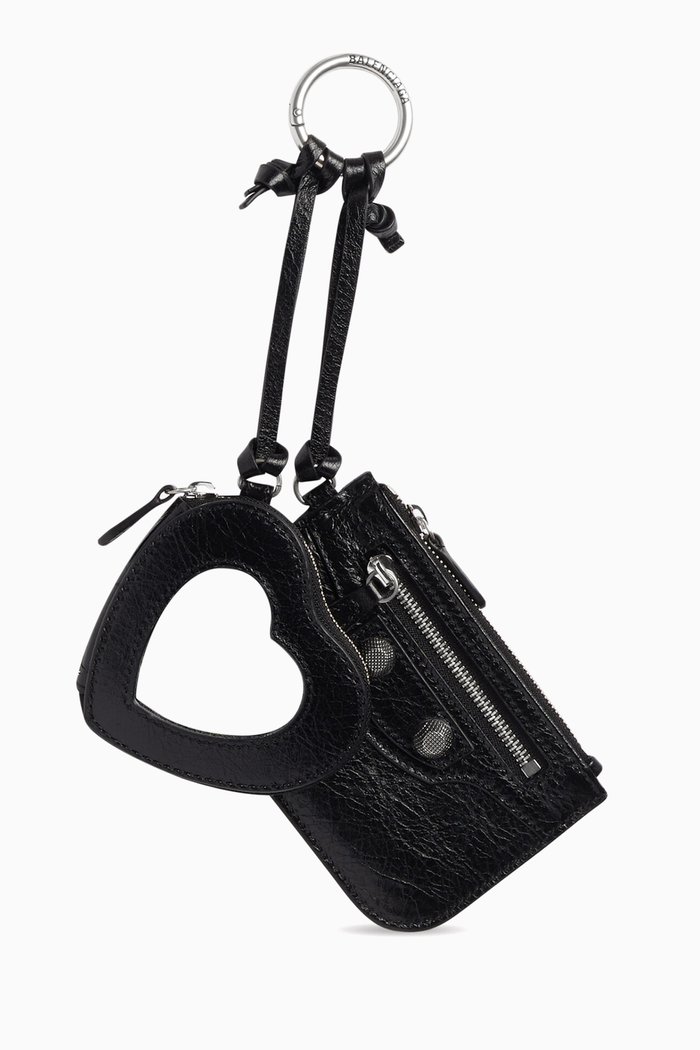 

Le Cagole Clip on Card & Mirror in Arena Lambskin, Black
