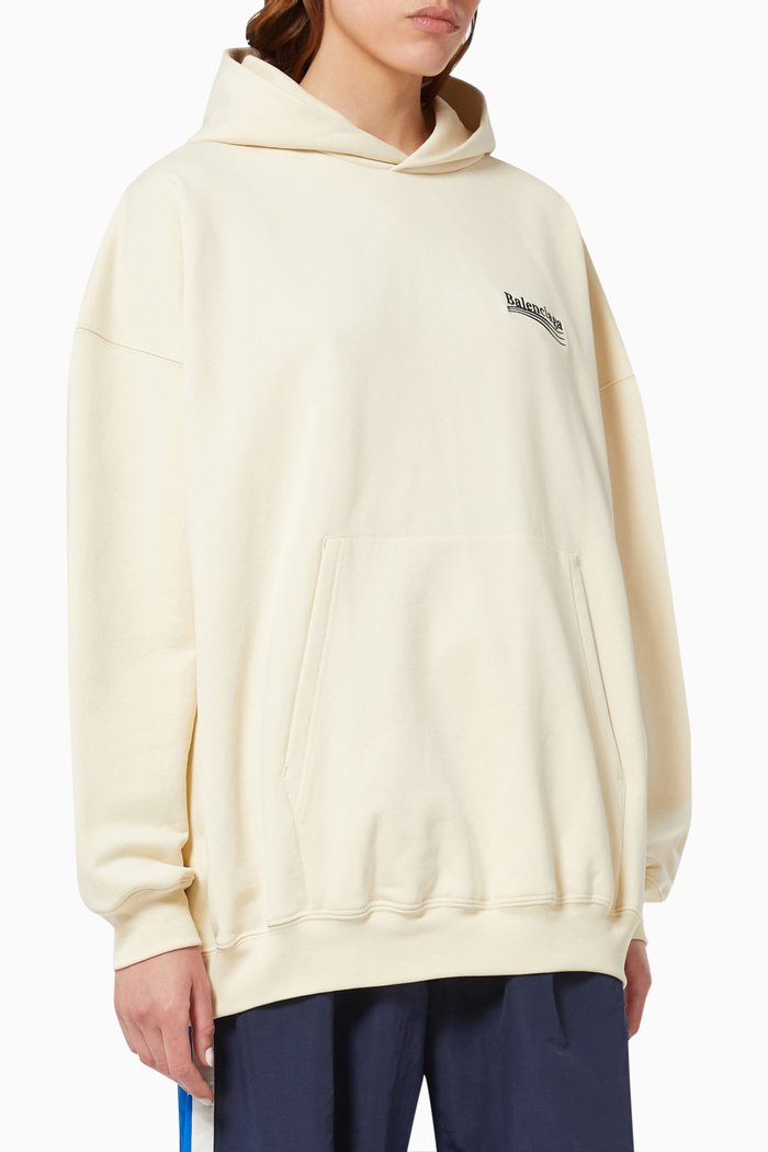 

Political Campaign Large Fit Hoodie in Curly Cotton Fleece, Blue