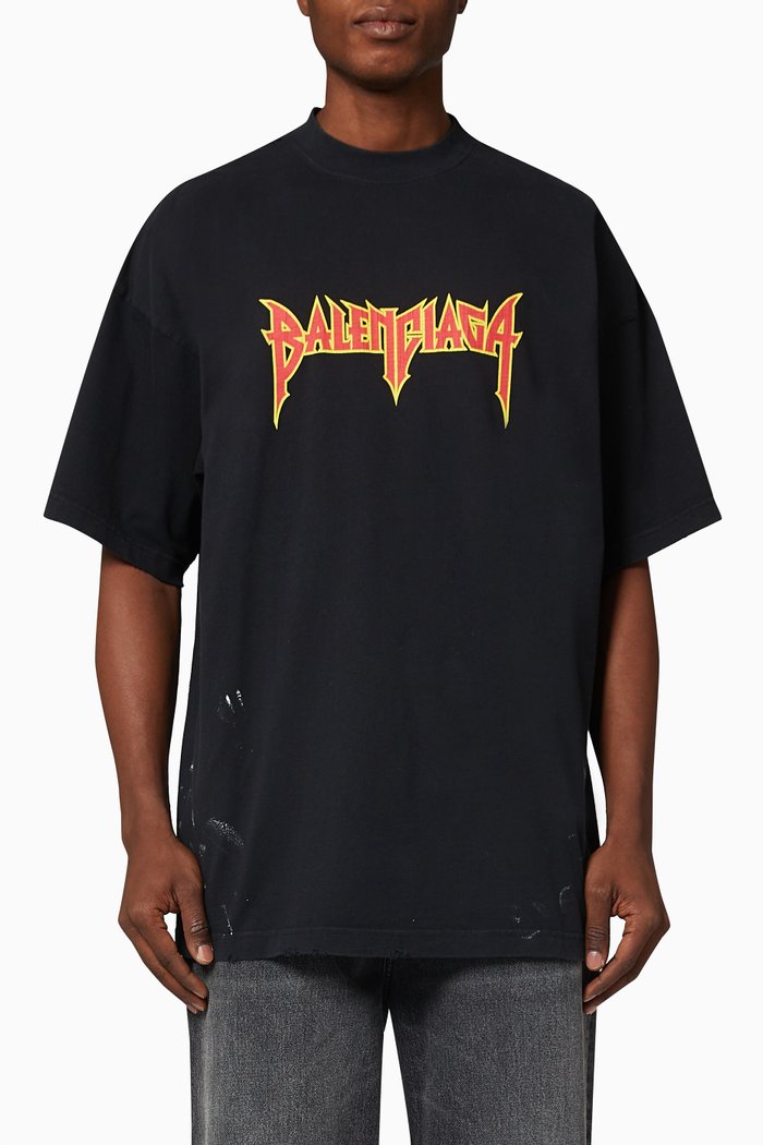 

Splatter Paint Logo Large Fit T-shirt in Cotton Jersey, Black