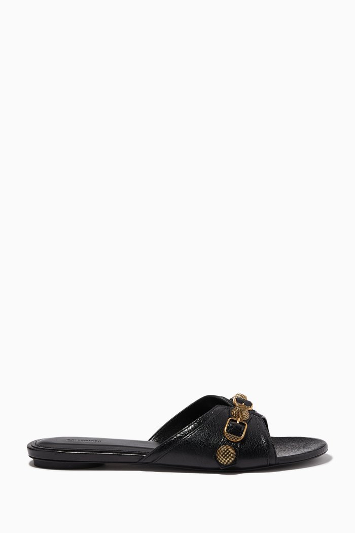 

Cagole Flats Sandals in Arena Lambskin, Black