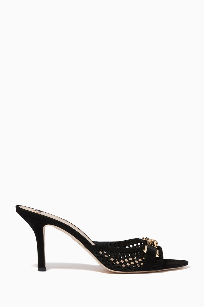

Low Mules in Mesh Stitch Leather, Black