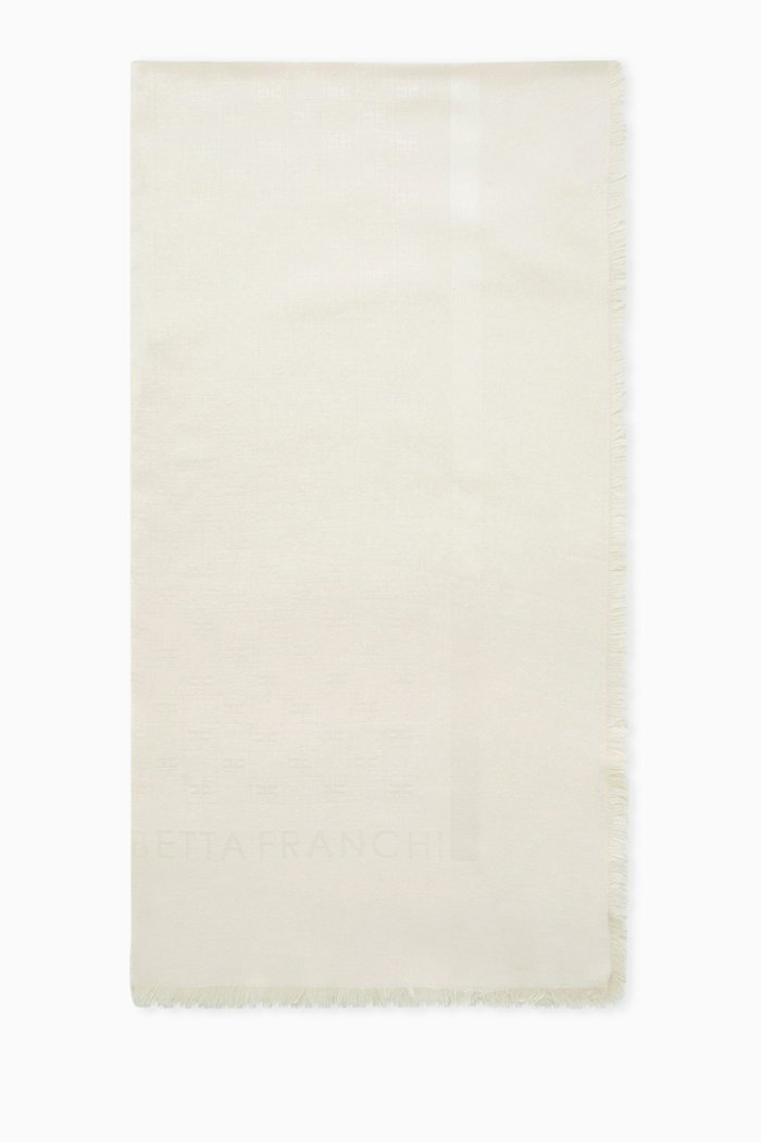 Square Logo Motif Scarf, Neutral