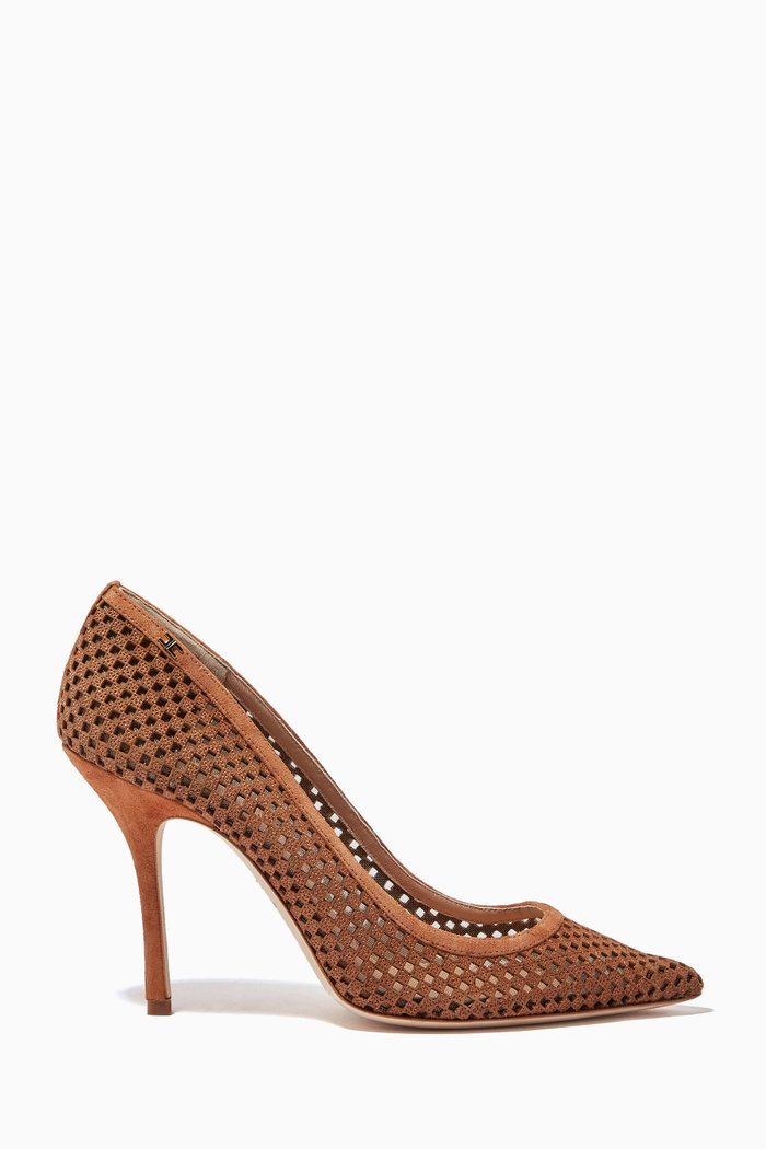 

Court Pumps in Perforated Suede, Brown
