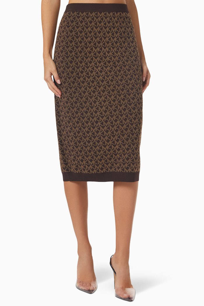 

Logo-jacquard Midi Skirt in Woven-knit, Brown