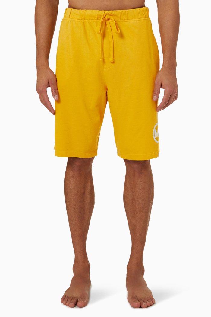 

MK Logo Print Shorts in Terry Cotton, Brown